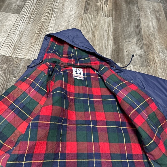 Vintage Sailmaker Outerwear Blue Lined Double Pocket Rain Coat Adult Size L - Picture 4 of 10